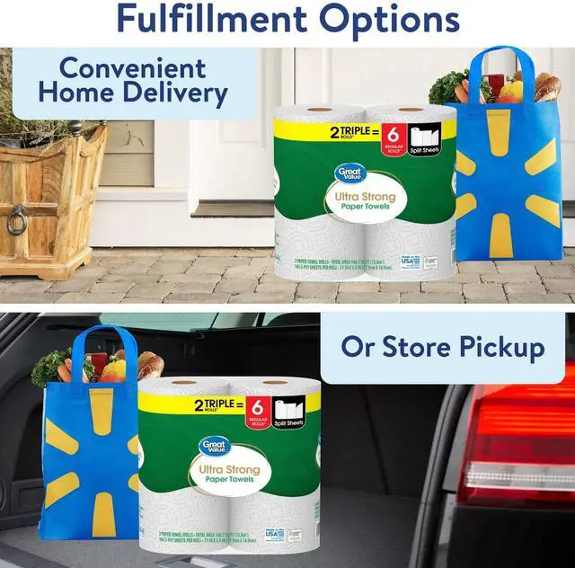 Alt view image 4 of 6 - Great Value Ultra Strong Paper Towels, 330 Sheets, 2 Triple Rolls
