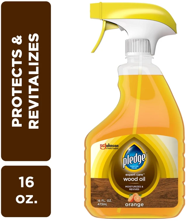 Main image of Pledge Expert Care Wood Oil Trigger Spray, Moisturizes and Revives with Orange Scent, 16 oz