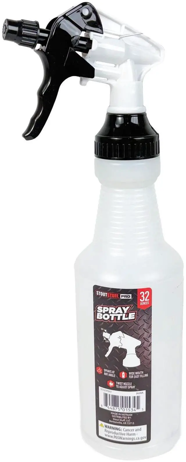Alt view image 6 of 6 - Stout Stuff Plastic Wide Mouth Empty Spray Bottle (3 pack), Holds 32oz