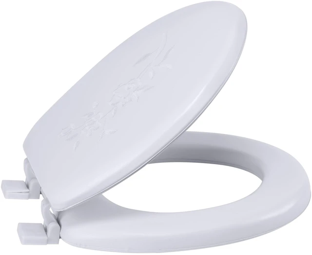 Main image of Bath Bliss Standard Round Toilet Seat in White, Extra Soft Vinyl