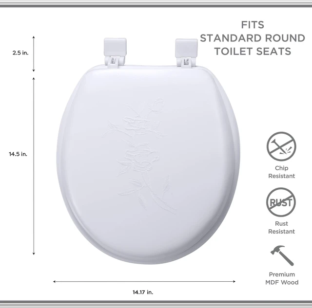 Alt view image 3 of 5 - Bath Bliss Standard Round Toilet Seat in White, Extra Soft Vinyl