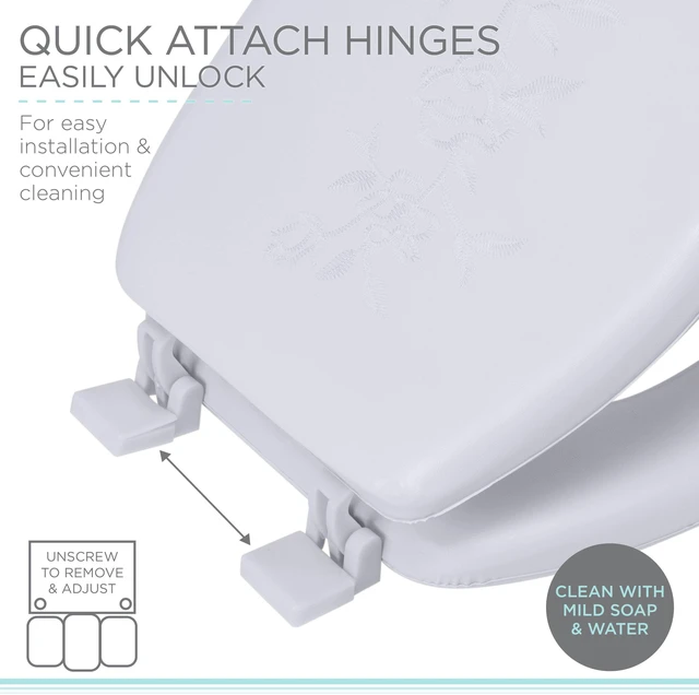 Alt view image 5 of 5 - Bath Bliss Standard Round Toilet Seat in White, Extra Soft Vinyl