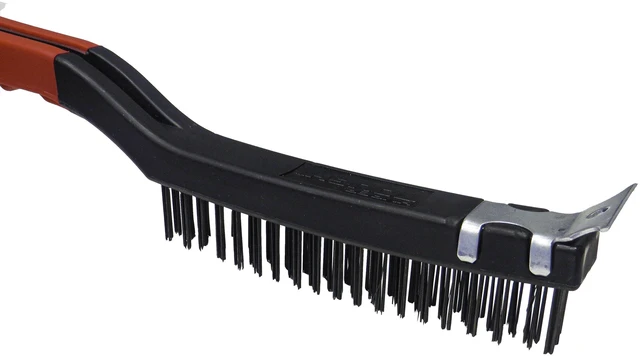 Alt view image 5 of 6 - Hyper Tough Carbon Steel Wire Brush with Scraper, 3 x 19 Rows