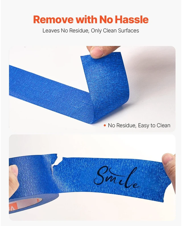 Alt view image 4 of 6 - KFFKFF Blue Painters Tape, 2 Inches Wide (1.88 In x 60 Yds), Pack of 3 Rolls, Ideal for Painting, Edges, Trim, Ceilings, Masking, Surface Protection, Easy Removal, DIY Crafts, Art Projects, Labeling