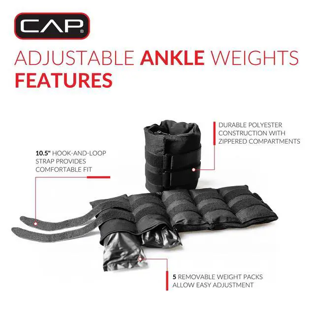 Alt view image 3 of 7 - CAP Barbell Adjustable Ankle Weights, 20 lb (10 lb x 2)