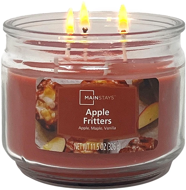 Alt view image 5 of 6 - Mainstays 3-Wick Glass Jar Candle Apple Fritter, 11.5 oz