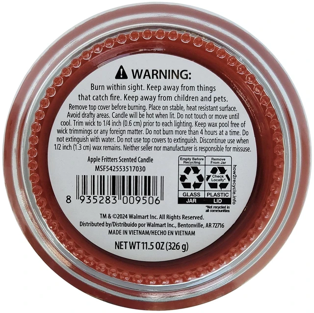 Alt view image 6 of 6 - Mainstays 3-Wick Glass Jar Candle Apple Fritter, 11.5 oz