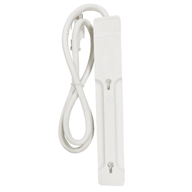 Alt view image 4 of 5 - Hyper Tough 6-Outlet Indoor Power Strip with 2.5 ft Extension Cord, White, ETL Certified