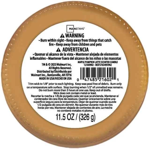 Alt view image 4 of 5 - Mainstays Maple Pumpkin Latte 3-Wick Glass Jar Candle 11.5 oz