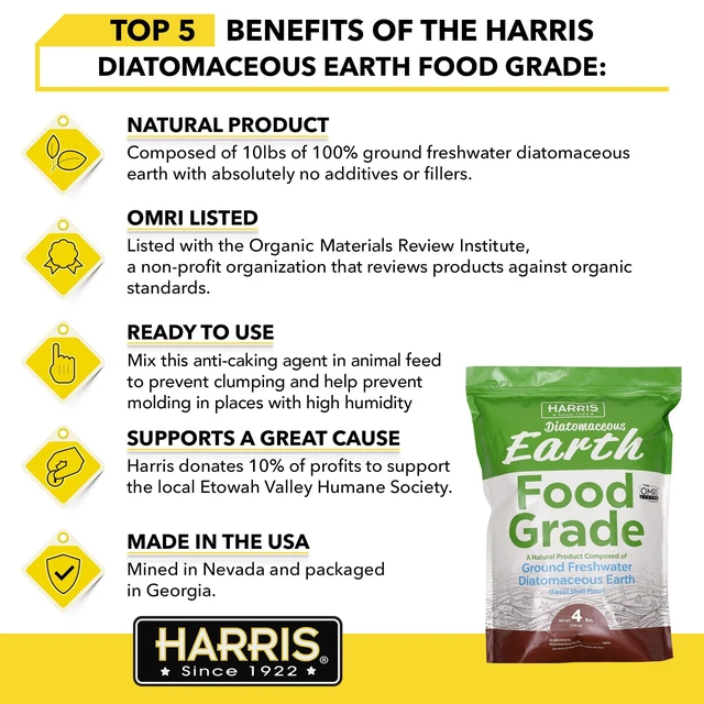 Alt view image 5 of 6 - Harris Food Grade Diatomaceous Earth Powder, OMRI Listed for Organic Use, 4lb Bag