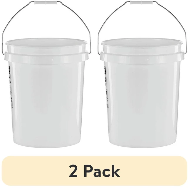 Main image of United Solutions 5 Gallon Round Utility Bucket, Comfort Handle, Plastic, White, PN0149, (2 Pack), 1 Each