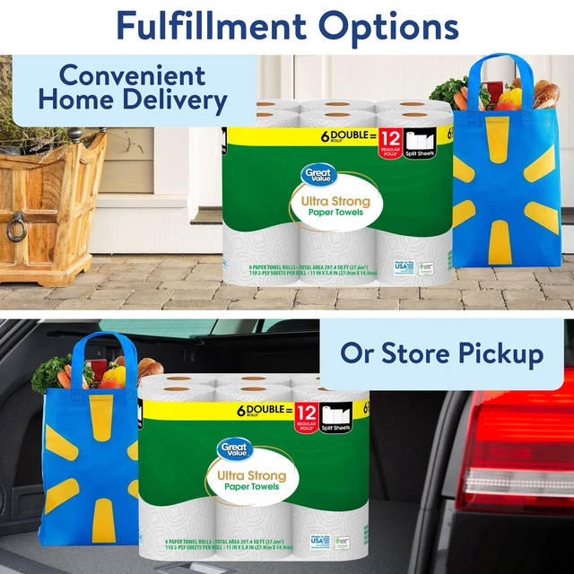 Alt view image 6 of 6 - Great Value Ultra Strong Paper Towels, 6 Double Rolls