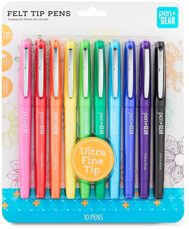 Alt view image 5 of 6 - Pen+Gear Ultra Fine Point Felt Tip Pens, Assorted Ink Colors, 10 Count