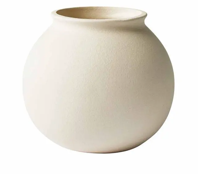 Main image of Better Homes & Gardens Off-White Matte Ceramic Round Vase, 6.69 in x 5.9 in