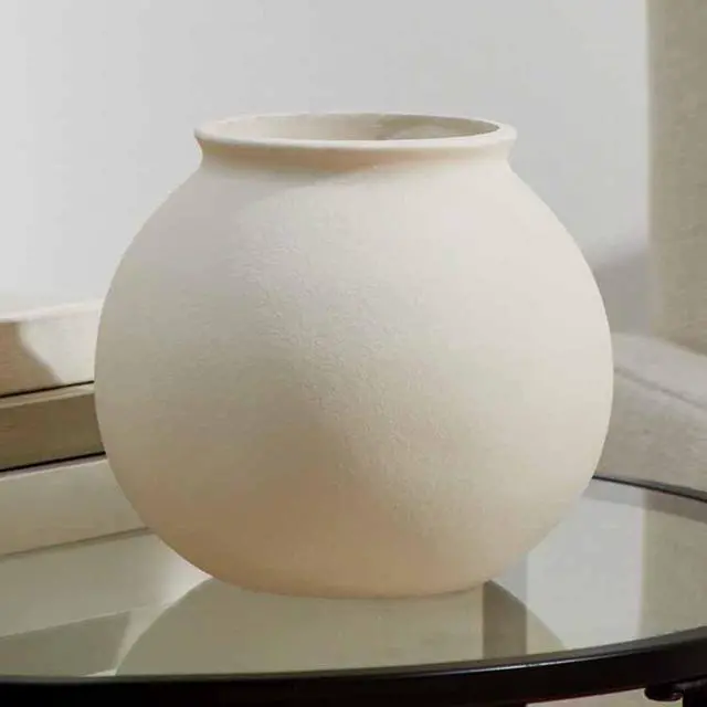 Alt view image 2 of 6 - Better Homes & Gardens Off-White Matte Ceramic Round Vase, 6.69 in x 5.9 in