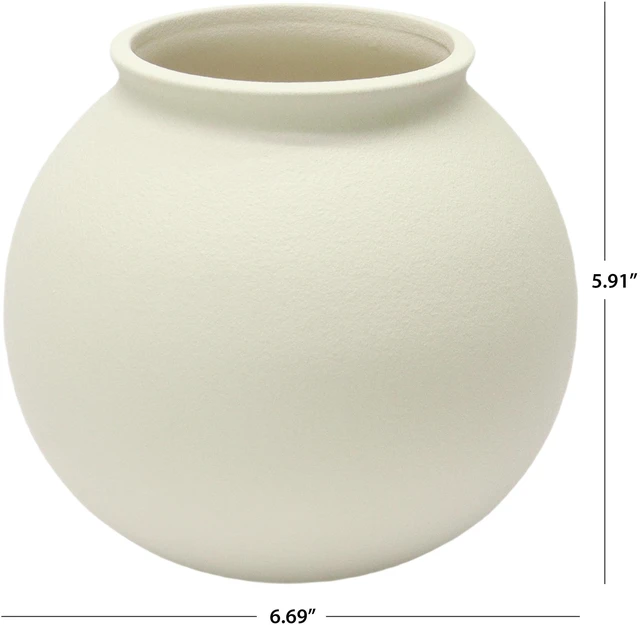 Alt view image 5 of 6 - Better Homes & Gardens Off-White Matte Ceramic Round Vase, 6.69 in x 5.9 in