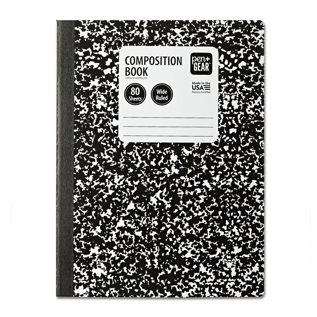 Alt view image 4 of 5 - Pen+Gear Wide Ruled Composition Book, 7.5" x 9.75", Black and White Marble, 80 Sheets, 30 Count Pack