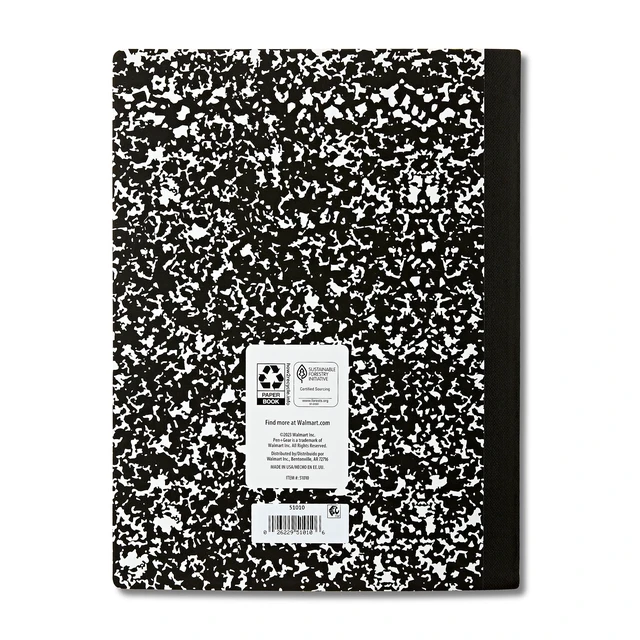 Alt view image 2 of 5 - Pen+Gear Wide Ruled Composition Book, 7.5" x 9.75", Black and White Marble, 80 Sheets, 30 Count Pack