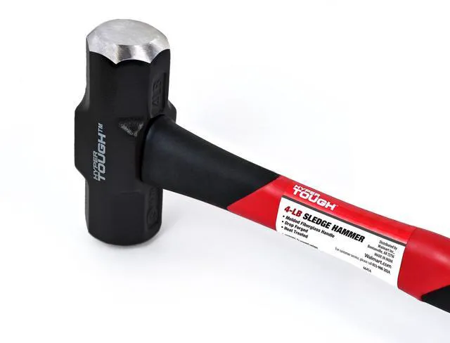 Alt view image 3 of 6 - Hyper Tough 4 lb Small Sledge Hammer with Double Injected Fiberglass Handle and Comfort Grip
