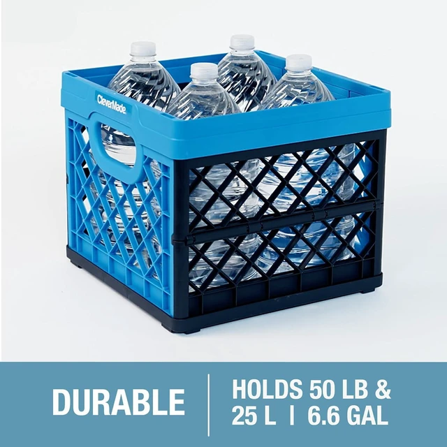 Alt view image 2 of 4 - CleverMade Collapsible Eco Plastic Milk Crate, Folding Storage Bin, Ocean Navy, 6.6 gal