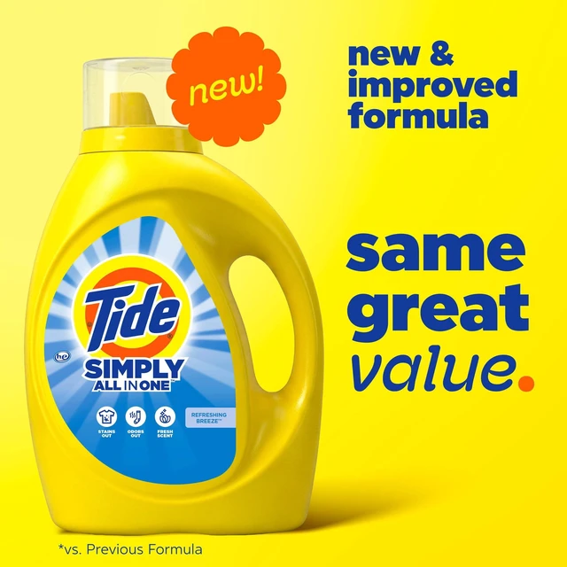 Alt view image 2 of 6 - Tide Simply Liquid Laundry Detergent, All-In-One, Refreshing Breeze Scent, 107 fl oz, 85 Loads