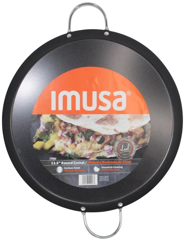 Alt view image 3 of 4 - IMUSA 13.5-Inch Carbon Steel Nonstick Round Comal with Metal Handles, Black