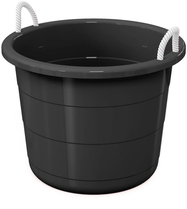 Main image of Life Story Flexible 17-Gallon Plastic Storage Tub with Rope Handles, Multi-Purpose Utility Bucket, Black
