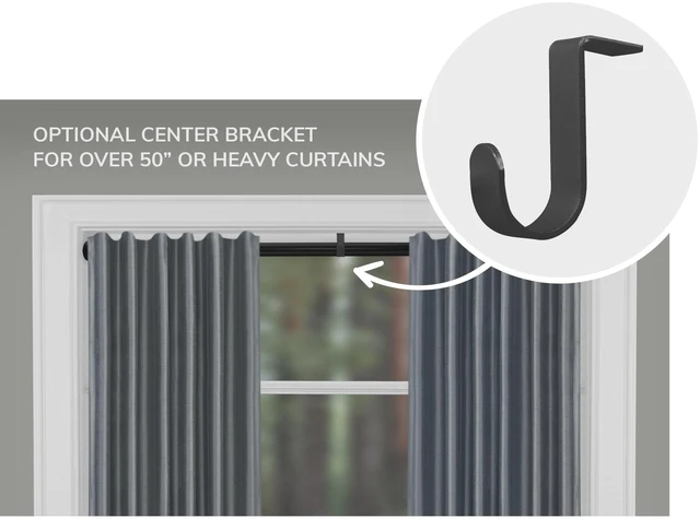 Alt view image 3 of 5 - Mainstays Black 1-Inch Adjustable Tension Window Curtain Rod, 48-84 Inches