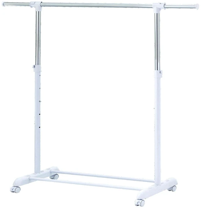 Main image of Mainstays Chrome & White Adjustable Metal Rolling Garment Rack