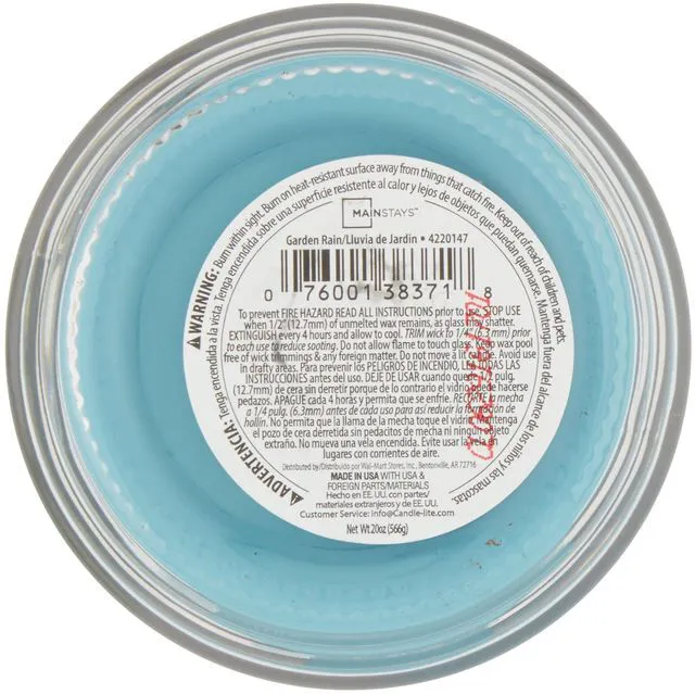 Alt view image 4 of 6 - Mainstays Garden Rain Scented Glass Jar Candle, Single-Wick, 20 oz
