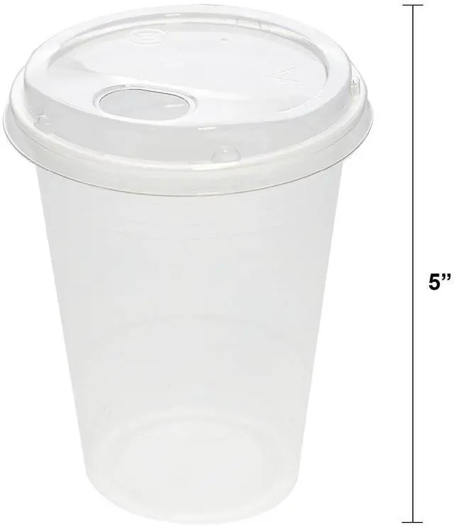 Alt view image 2 of 7 - Great Value Disposable Plastic Cups and Lids Combo, Clear, 16 oz, 25 Count