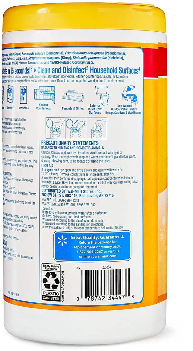 Alt view image 5 of 7 - Great Value Disinfecting Wipes, Lemon Scent, 75 Count