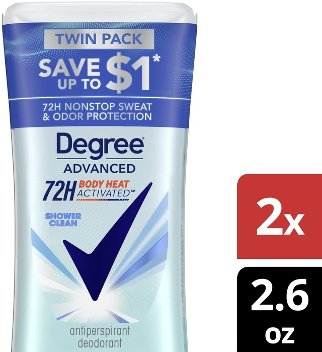 Alt view image 5 of 5 - Degree Advanced Women's Antiperspirant Deodorant Stick Twin Pack, Shower Clean, 2.6 oz