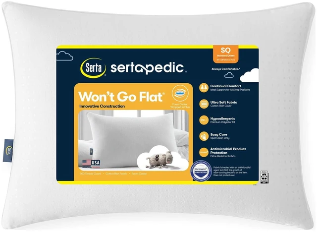Main image of Sertapedic Won't Go Flat Pillow, Standard/Queen