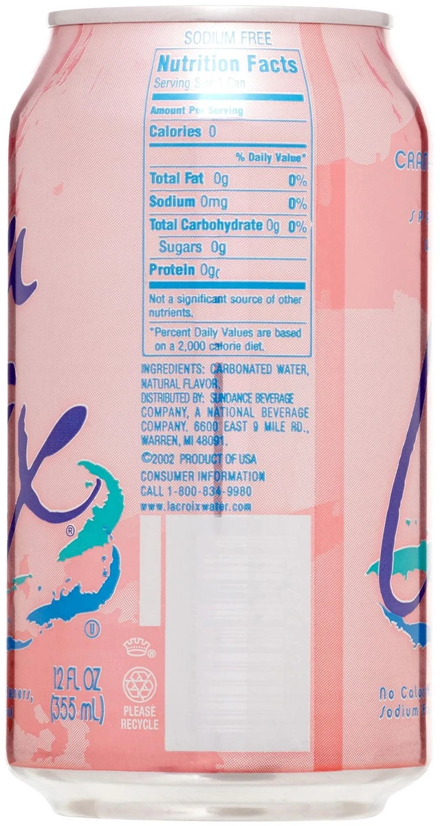 Alt view image 6 of 6 - La Croix Natural Cran-Raspberry Flavored Sparkling Water, 12 Fl Oz, 8 Pack
