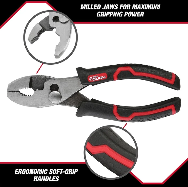 Alt view image 2 of 5 - Hyper Tough 6-Inch Slip Joint Pliers with Soft-Grip Handles