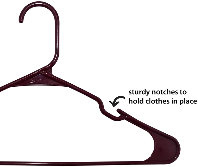 Alt view image 3 of 6 - Mainstays Plastic Notched Adult Hangers, Maroon Supreme, 50 Count