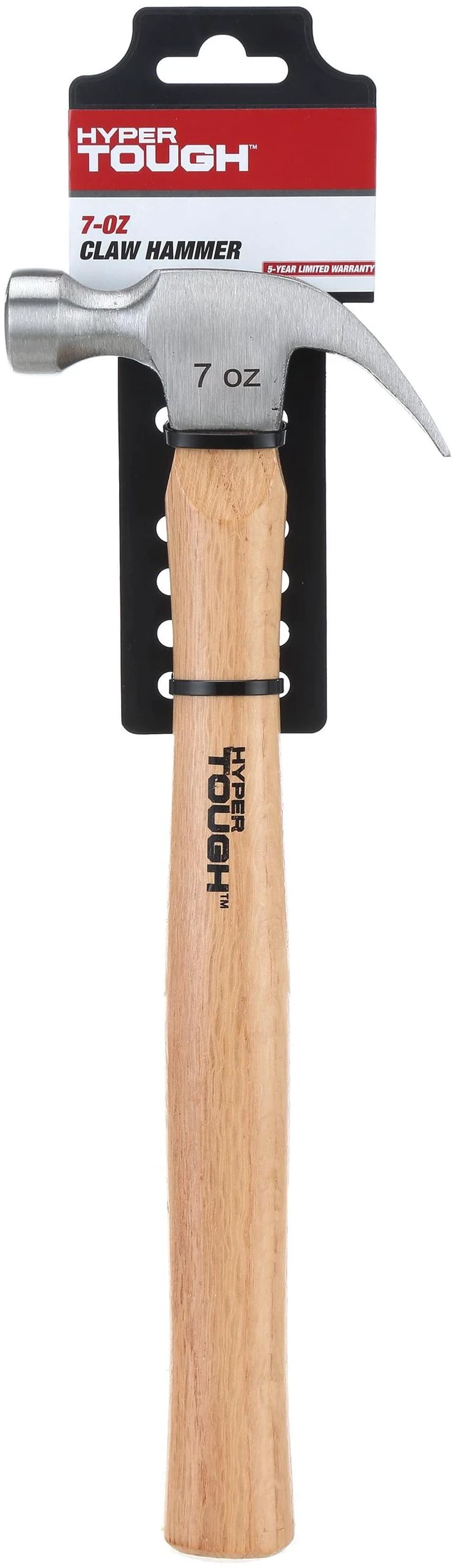 Alt view image 3 of 4 - Hyper Tough 7oz Wood Handle Claw Hammer with Smooth Face