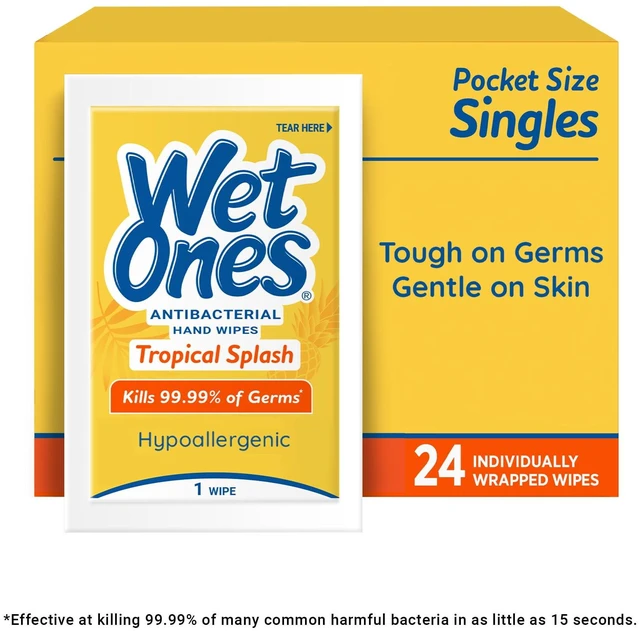 Alt view image 4 of 6 - Wet Ones Antibacterial Hand Wipes, Tropical Splash Citrus Scent, 2 Pack, 24Ct Individually Wrapped