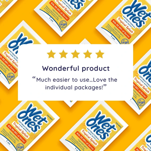 Alt view image 6 of 6 - Wet Ones Antibacterial Hand Wipes, Tropical Splash Citrus Scent, 2 Pack, 24Ct Individually Wrapped