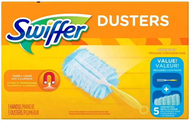 Alt view image 3 of 6 - Swiffer Dusters Cleaning Kit, Unscented, Feather Duster Alternative