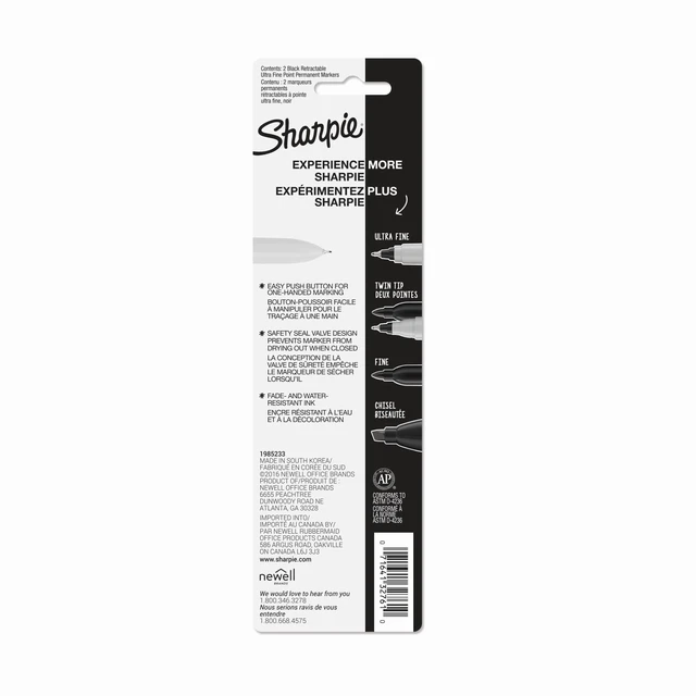 Alt view image 5 of 6 - Sharpie Retractable Permanent Markers, Ultra Fine Tip, 2 Count