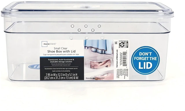 Alt view image 4 of 5 - Mainstays Clear Glossy Plastic Small Shoe Box with Lid