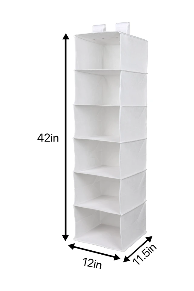 Alt view image 3 of 6 - Mainstays 6 Shelf Non-Woven Hanging Closet Organizer, Arctic White