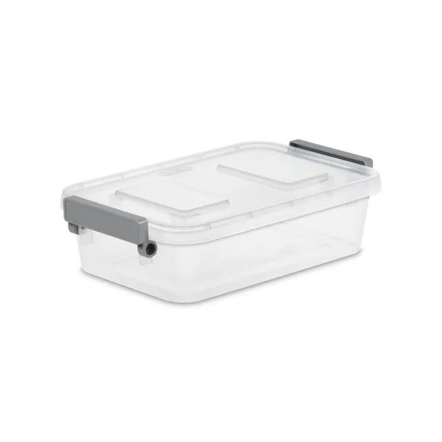 Alt view image 7 of 7 - Sterilite Modular 2.7 Quart Small Latching Storage Bin, Clear Plastic Container with Write-on ID Latches, Gray (2 Pack)