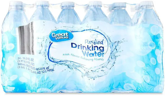 Main image of Great Value Purified Drinking Water, 16.9 Fl Oz, 24 Count