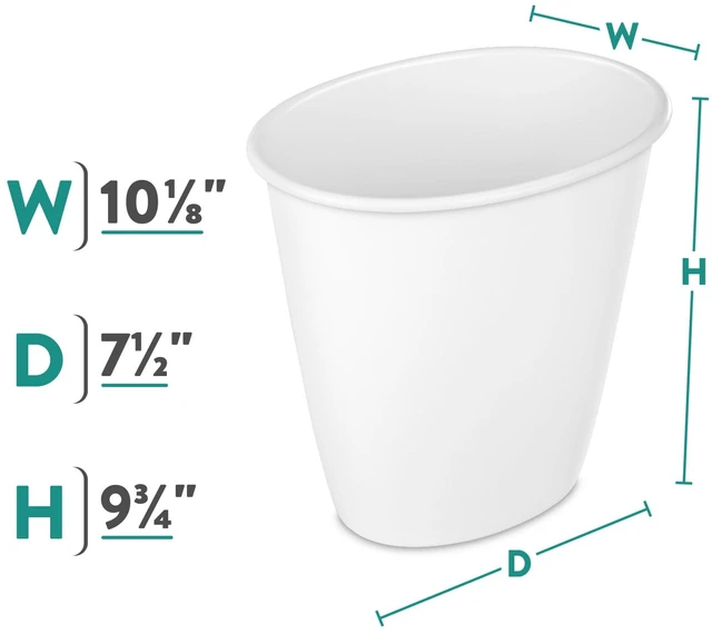 Alt view image 4 of 6 - Sterilite Small Bathroom Trash Can 1.5 Gallon Plastic No Lid White (4 Pack)