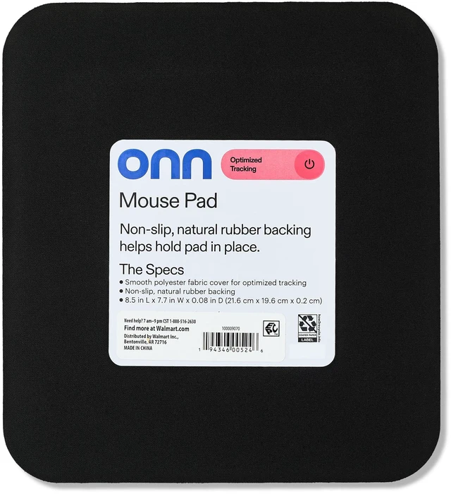 Alt view image 3 of 5 - Onn Mouse Pad Square Polyester Surface with Non-Slip Natural Rubber Backing Black