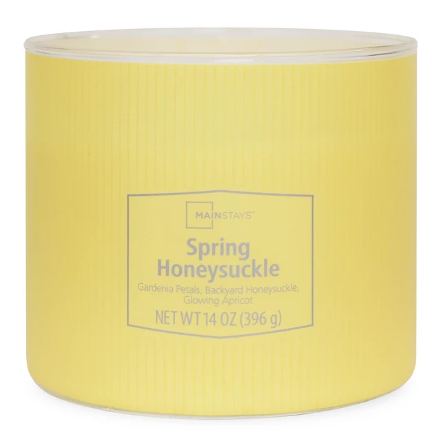 Alt view image 6 of 6 - Mainstays 3-Wick Textured Wrapped Candle, Spring Honeysuckle, 14 oz