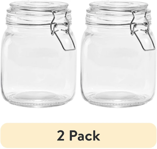 Main image of Mainstays 2-Pack 38oz Glass Food Storage Jar Canister with Locking Airtight Lid